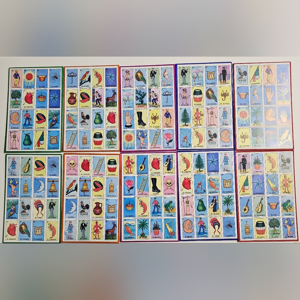Lotería Game – 10 Boards (Tabla #11–20) – Classic Mexican Bingo